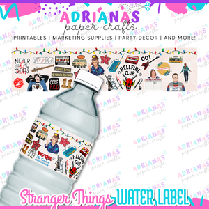 Stranger Things Inspired Water Bottle Label Design - Instant Download