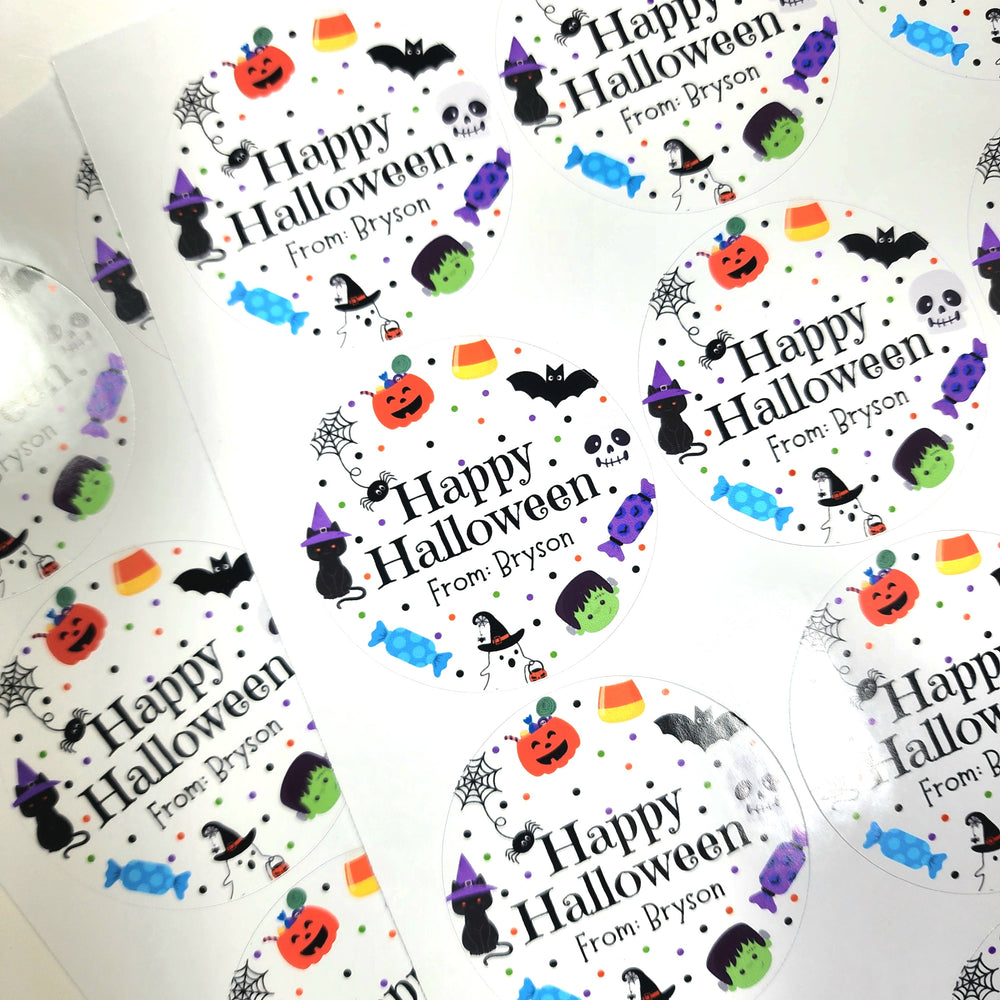 Kids Halloween Round Labels - Choose Your Size!