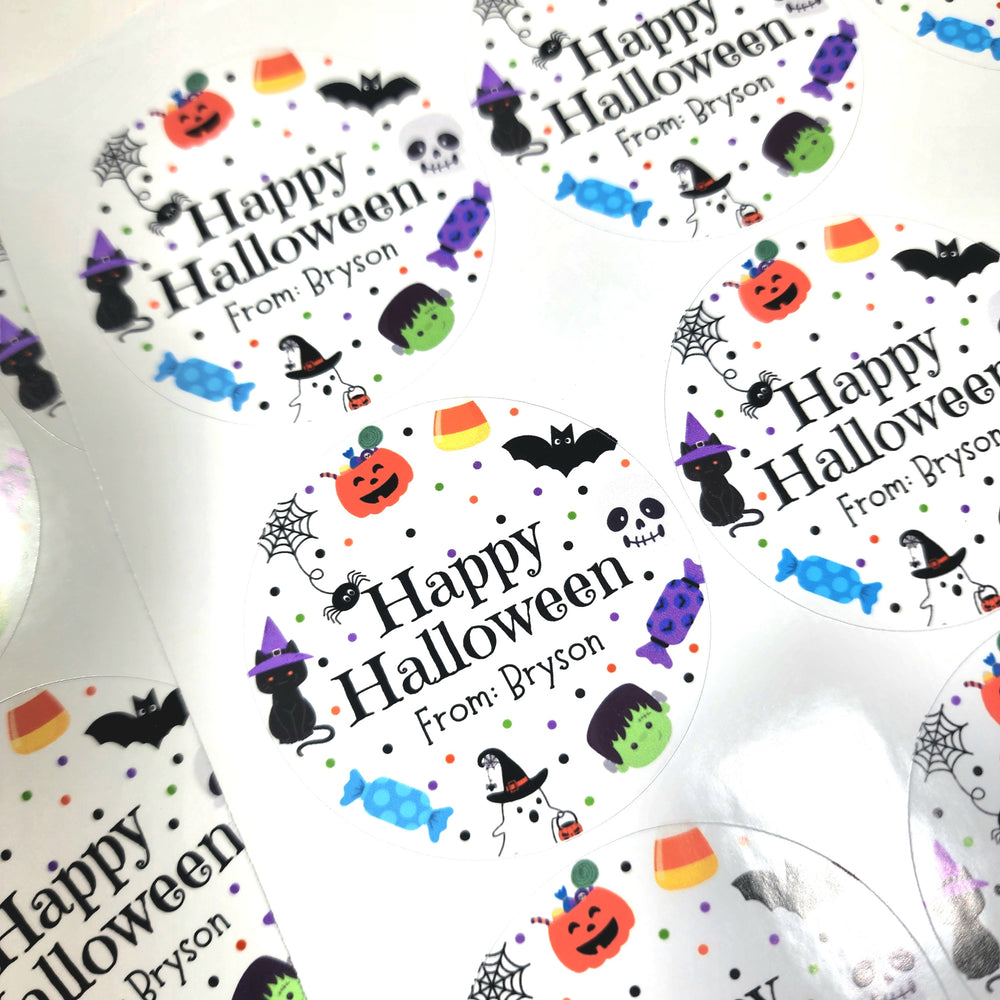 Kids Halloween Round Labels - Choose Your Size!