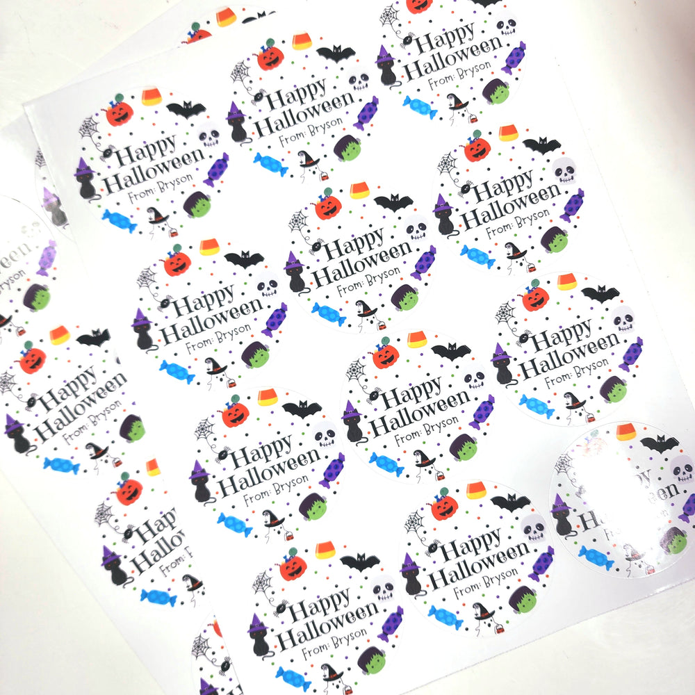 Kids Halloween Round Labels - Choose Your Size!