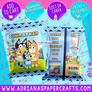 Editable Bluey Chip Bag Design - Canva