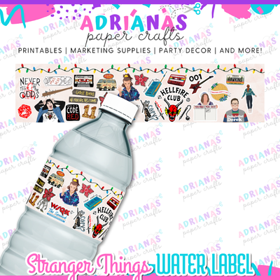 Stranger Things Inspired Water Bottle Label Design - Instant Download