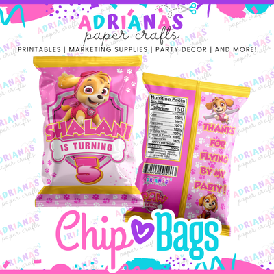 Editable Paw Patrol - Sky Chip Bag Design - Canva