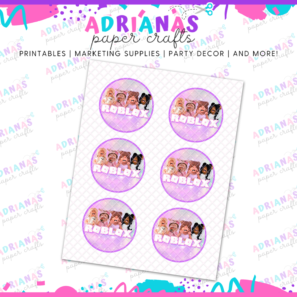 Roblox Girls Digital Round Label - Instant Download - Use for stickers, cupcake toppers, etc