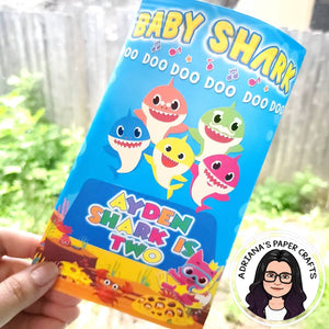 Editable (In Canva) Baby Shark (Boy) Chip Bag Design