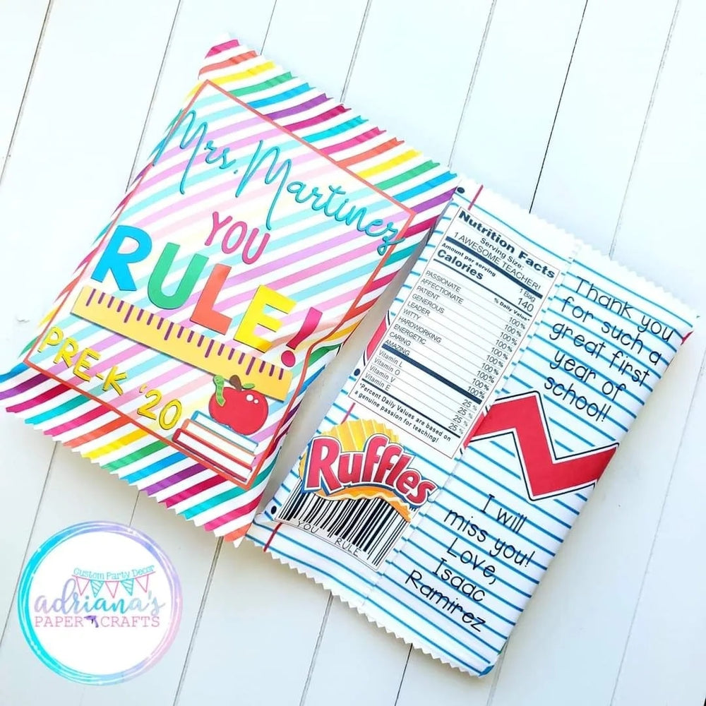 Editable Teacher Appreciation Chip Bag Design - Canva File