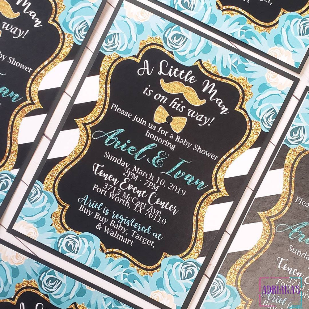 Kate Spade Inspired Little Man Baby Shower Invitation