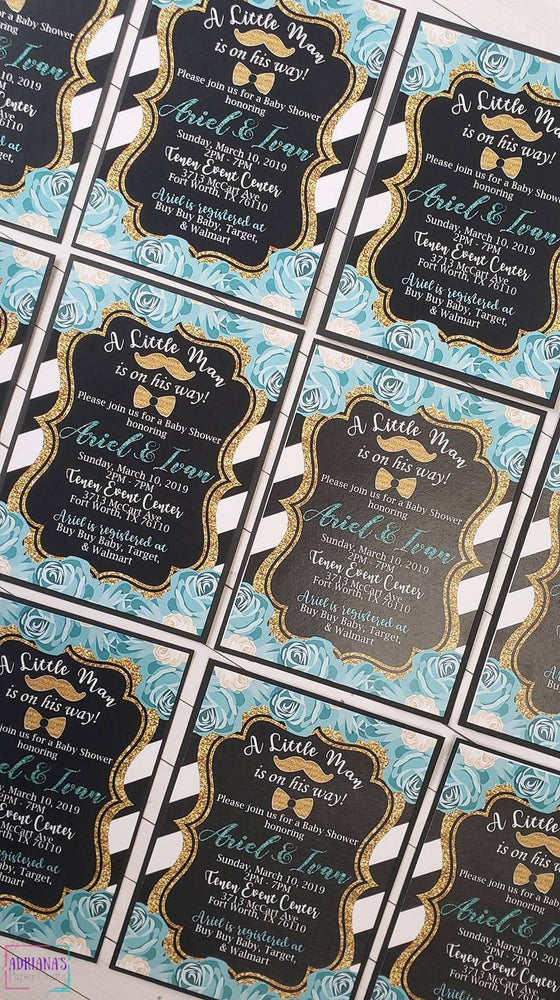 Kate Spade Inspired Little Man Baby Shower Invitation