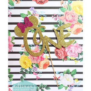 Glitter Gold Minnie Mouse One Cake Topper