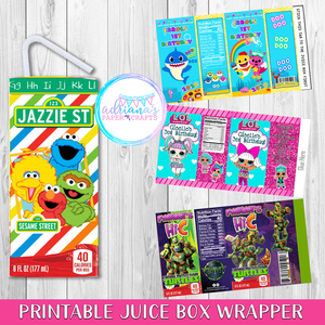 Printable Juice Box Wrapper Design