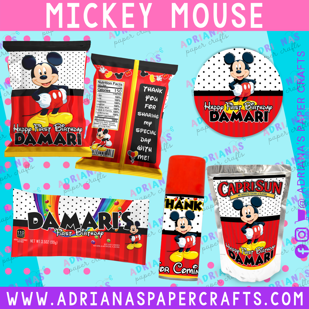 Editable Mickey Mouse Chip Bag Wrapper PS Design