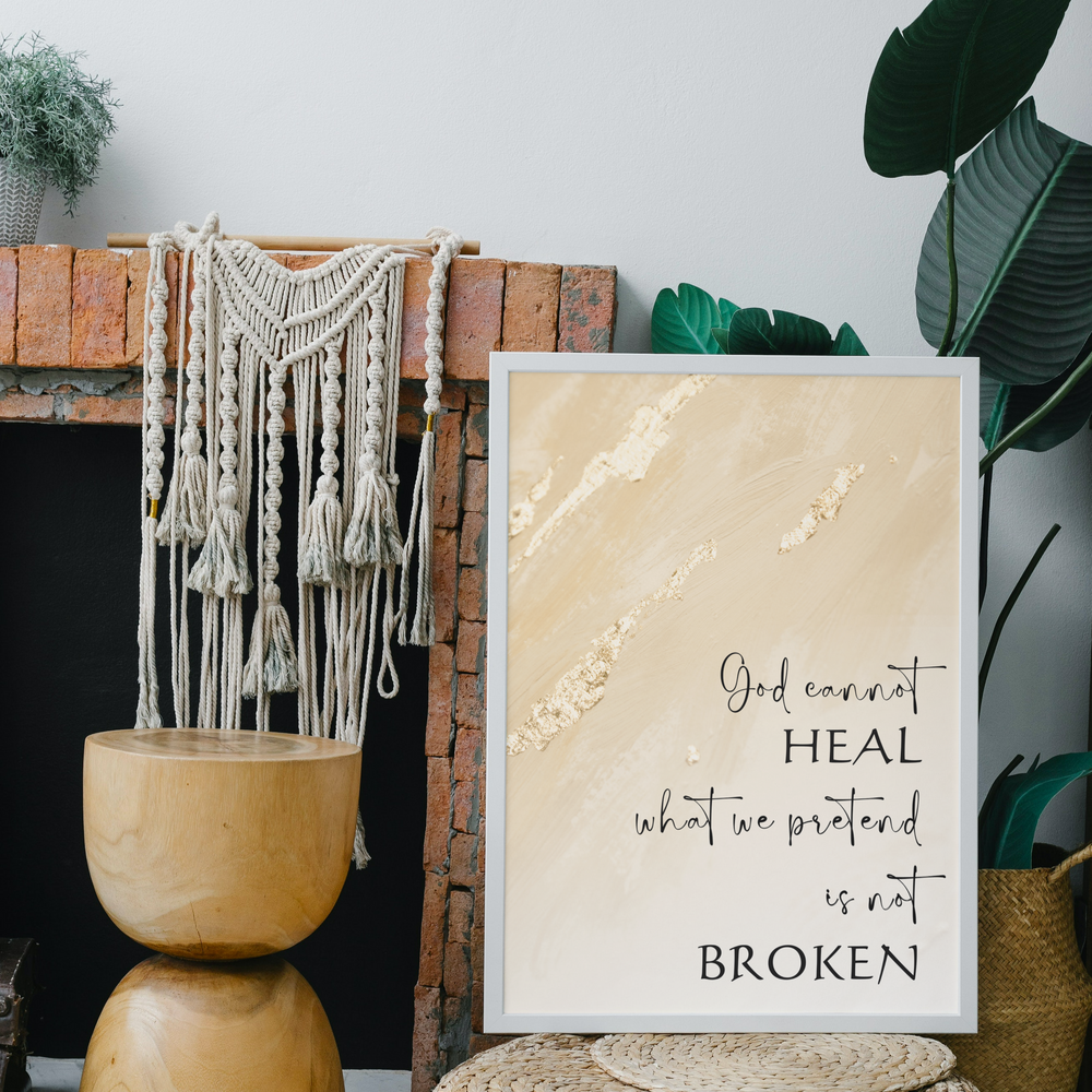 Printable Wall Art - God Heals Quote - 16x20 - Instant Download