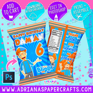 Editable Blippi Chip Bag Design - Photoshop File