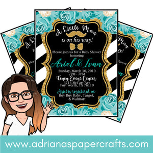 Kate Spade Inspired Little Man Baby Shower Invitation