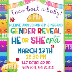 Taco Fiesta Gender Reveal Invitation