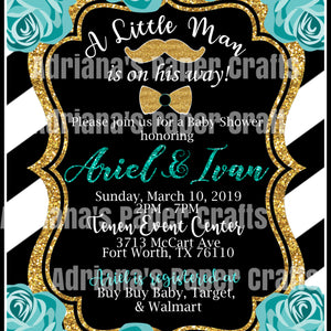 Kate Spade Inspired Little Man Baby Shower Invitation