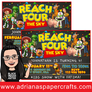 Reach Four The Sky Toy Story Invitation