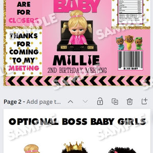 Editable in Canva - Girl Boss Baby Chip Bag Design