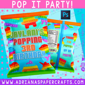 Editable Pop It Themed Chip Bag Wrapper - Photoshop File